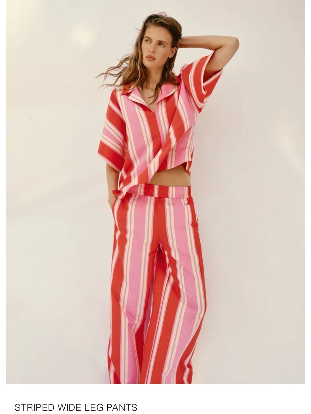 Zara Striped Wide Leg Pants - Pink & Red